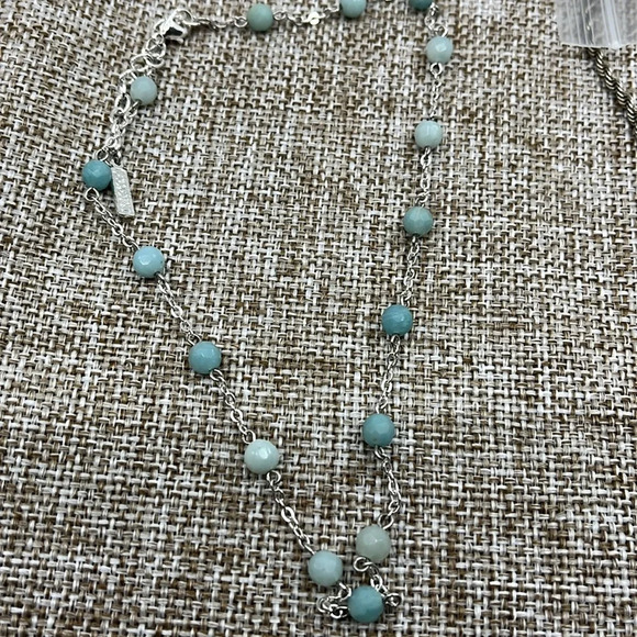 Vintage Napier Silver Tone Necklace with Aqua Blue Stones 14"-16" - Picture 9 of 10